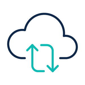 Icon of a cloud and arrows going in a circle