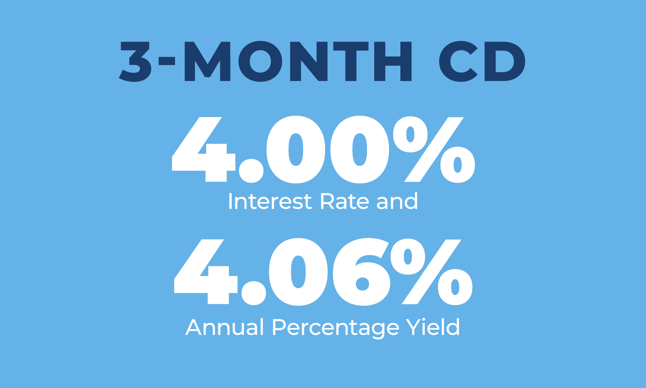 3-Month CD: 4.06% APY, 4.00% Interest Rate, $1,000 minimum balance
