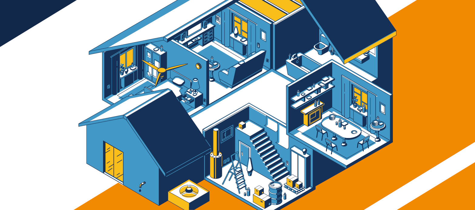 Graphic of a house, highlighting the parts discussed in the article